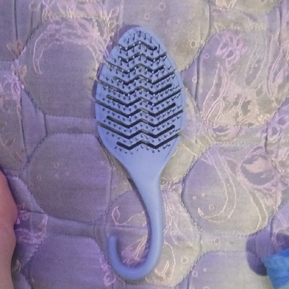Blue Hairbrush with Curved Handle